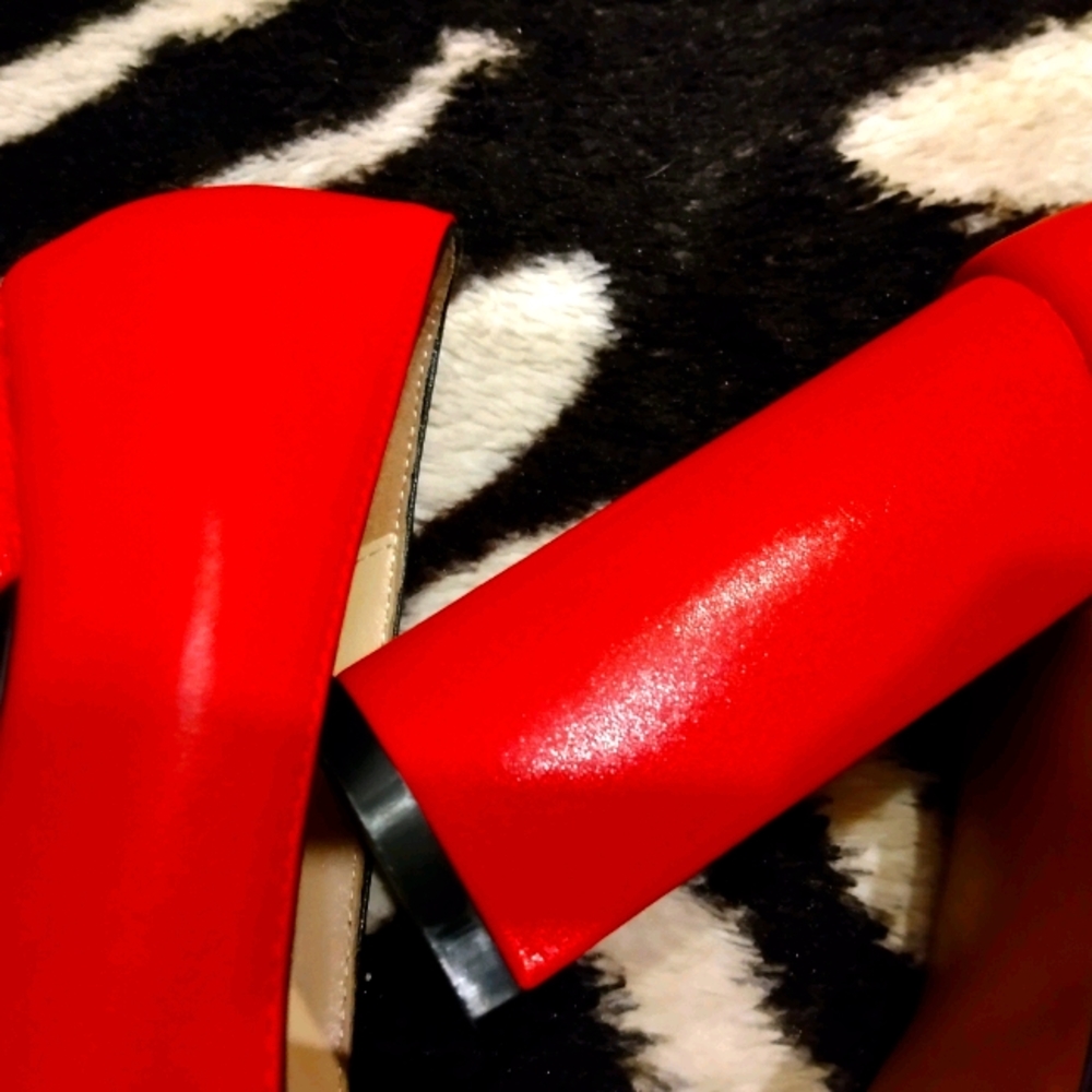 Red platform heels